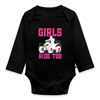 Quadgirl ATV 4 Wheeler Off Roading Lover - Baby Bio-Langarm-Body - Schwarz - Vorne