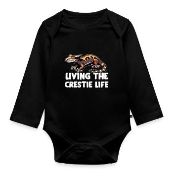 Gecko à crête Hommes Femmes Lézard Cils Gecko - Body Bébé bio manches longues - noir - Devant