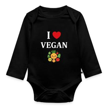 Humour petit légumes vegan - Body Bébé bio manches longues - noir - Devant