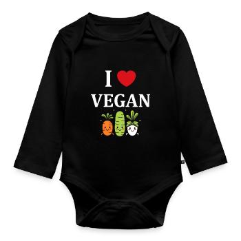 Humour petit légumes vegan - Body Bébé bio manches longues - noir - Devant