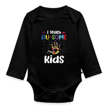 J’enseigne à des enfants, des éducateurs spécialisés, - Body Bébé bio manches longues - noir - Devant