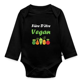 Légumes Humour je suis vegan - Body Bébé bio manches longues - noir - Devant
