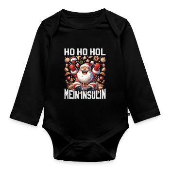 Ho Ho Hold My Blood Sugar Level - Diabetes Spruch - Baby Bio-Langarm-Body - Schwarz - Vorne