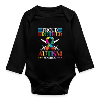 Stolzer Bruder Eines Autismus-kriegers - Baby Bio-Langarm-Body - Schwarz - Vorne