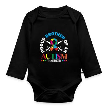 Stolzer Bruder Eines Autismus-kriegers - Baby Bio-Langarm-Body - Schwarz - Vorne