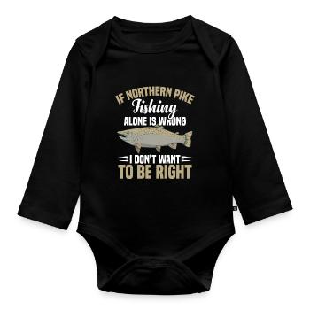 Northern Pike Fisherman Pike Fishing Rod Pike Fish - Organic Longsleeve Baby Bodysuit - black - Front