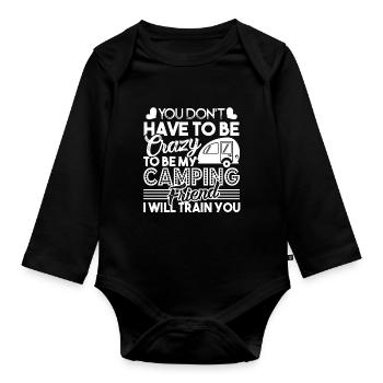 Camping Camping Friend - Organic Longsleeve Baby Bodysuit - black - Front