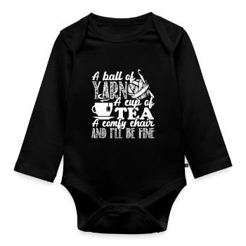 Crocheting Crocheting A Ball Of Yarn - Organic Longsleeve Baby Bodysuit - black - Front