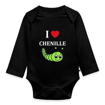 Chenilles insecte Amour petite chenille - Body Bébé bio manches longues - noir - Devant