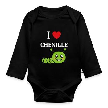 Chenilles insecte Amour petite chenille - Body Bébé bio manches longues - noir - Devant