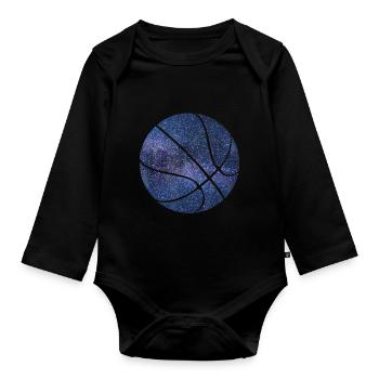 Espace de ballon de basket-ball - Body Bébé bio manches longues - noir - Devant