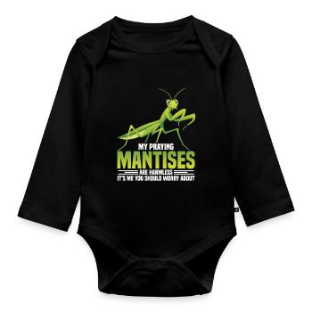 Enclos alimentaire de costume de mante religieuse - Body Bébé bio manches longues - noir - Devant