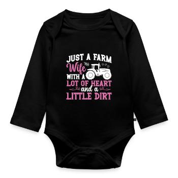 Farmfrau Landwirt Landwirtschaft Landwirtschaft - Baby Bio-Langarm-Body - Schwarz - Vorne