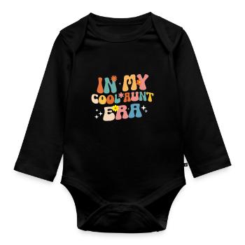 Aunt Retro Groovy Baby Announcement Aunt - Organic Longsleeve Baby Bodysuit - black - Front
