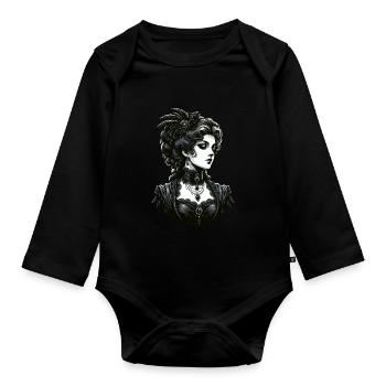 Élégante dame gothique : grâce victorienne - Body Bébé bio manches longues - noir - Devant