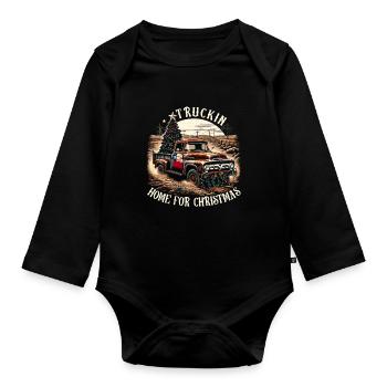 Truckin Home For Christmas - Pick Up Truck - Organic Longsleeve Baby Bodysuit - black - Front