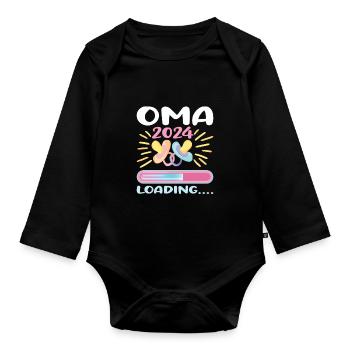 Oma 2024 werdende Oma 2024 Loading - Baby Bio-Langarm-Body - Schwarz - Vorne