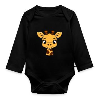 Humor Little Baby Giraffe - Organic Longsleeve Baby Bodysuit - black - Front