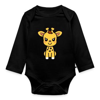 Humor Kleine Baby-Giraffe - Baby Bio-Langarm-Body - Schwarz - Vorne