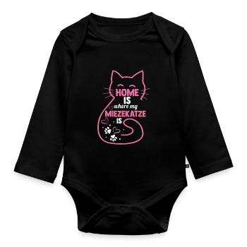 Katze Miezekatze Katzenliebhaber Katzenbesitzer Ka - Baby Bio-Langarm-Body - Schwarz - Vorne