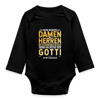 Götti Geschenkidee - Baby Bio-Langarm-Body - Schwarz - Vorne