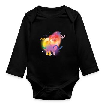 Poméranie Poméranie chien chiot chiot - Body Bébé bio manches longues - noir - Devant