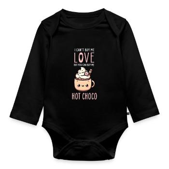 Warm Embrace of Sweet Hot Chocolate - Cozy Love - Organic Longsleeve Baby Bodysuit - black - Front