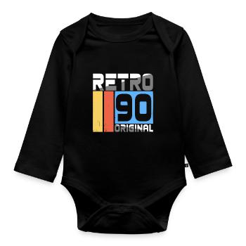 1990 Vintage Classic Retro Limited Edition - Baby Bio-Langarm-Body - Schwarz - Vorne