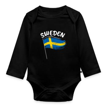 Suède Drapeau Suède Stockholm - Body Bébé bio manches longues - noir - Devant