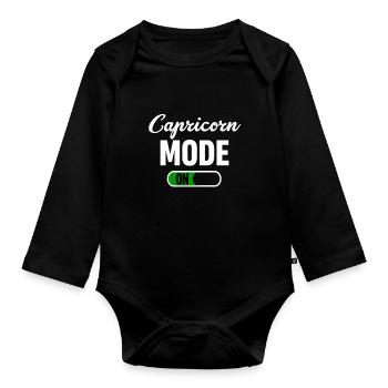 Capricorn mode for funny horoscopes - Organic Longsleeve Baby Bodysuit - black - Front