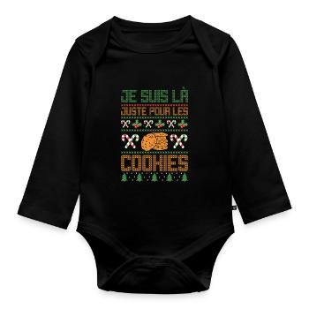 Noel Je Suis Là Juste Pour Les Cookies Noël Femme - Body Bébé bio manches longues - noir - Devant