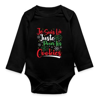 Noel Je Suis Là Juste Pour Les Cookies Noël Femme - Body Bébé bio manches longues - noir - Devant