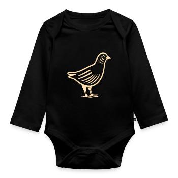 cailles petit oiseau caille - Body Bébé bio manches longues - noir - Devant