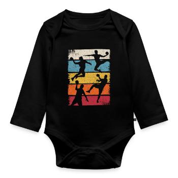 Handball, Sport, Entraîneur, Tournoi, Ballon, Sportfan, Handbal - Body Bébé bio manches longues - noir - Devant