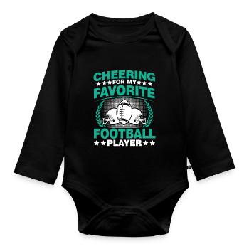 Fußball Papa Stolze Fußball -Vater Vatertag - Baby Bio-Langarm-Body - Schwarz - Vorne