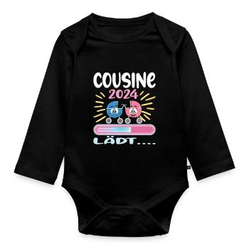 Cousine werden Cousine 2024 - Baby Bio-Langarm-Body - Schwarz - Vorne