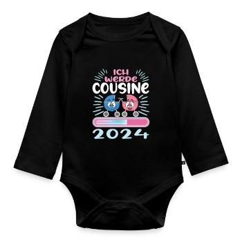 Cousine werden Cousine 2024 - Baby Bio-Langarm-Body - Schwarz - Vorne