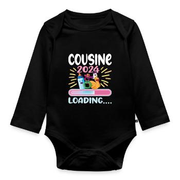 Cousine werden Cousine 2024 - Baby Bio-Langarm-Body - Schwarz - Vorne