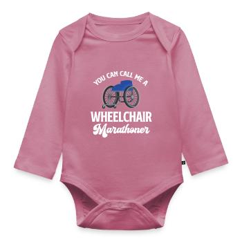 Man Kann Mich Einen Rollstuhl-marathonläufer Mit - Baby Bio-Langarm-Body - Mauve - Vorne