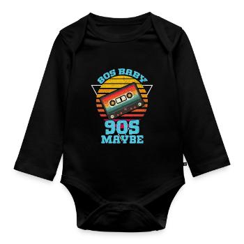 Fille garçon enfants 70 s 80 s 90 s Disco Costume tenue - Body Bébé bio manches longues - noir - Devant