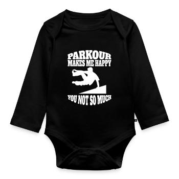 Parkour Runner cadeau Sports extrêmes Parkour Runner - Body Bébé bio manches longues - noir - Devant