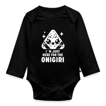 Entzückende Kawaii Onigiri Japanische Reisbällchen - Baby Bio-Langarm-Body - Schwarz - Vorne