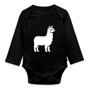 Humour mignon petit lama - Body Bébé bio manches longues - noir - Devant
