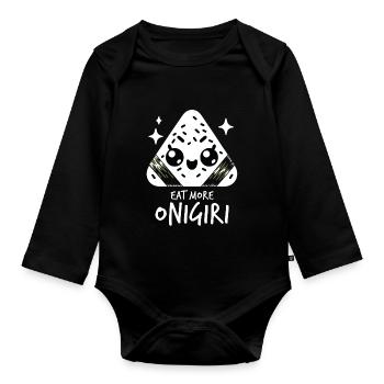 Mignon Kawaii Onigiri Japonais Rice Balls Graphique - Body Bébé bio manches longues - noir - Devant