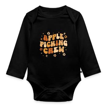 Apfelpflücke Erntezeit Crew Apfelpflücken - Baby Bio-Langarm-Body - Schwarz - Vorne