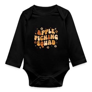 Saison de cueillette des pommes Équipe de récolte Cueillette des pommes - Body Bébé bio manches longues - noir - Devant