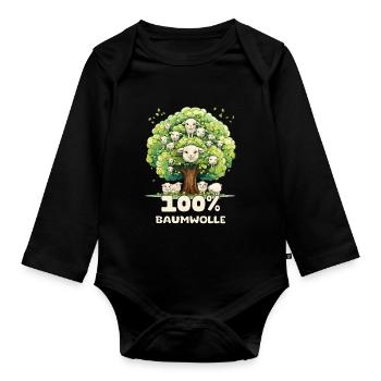 Lustiges Wortspiel; 100 % Baumwolle - Baby Bio-Langarm-Body - Schwarz - Vorne