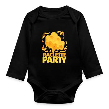 Raclette Party Cheese Enjoyment - Organic Longsleeve Baby Bodysuit - black - Front