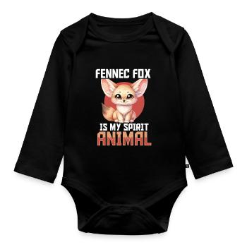 Fennec Renard Mignon Fennec Renards Fennec Animal - Body Bébé bio manches longues - noir - Devant