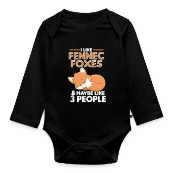 Fennec Renard Mignon Fennec Renards Fennec Animal - Body Bébé bio manches longues - noir - Devant